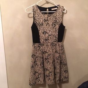 cream and black dress